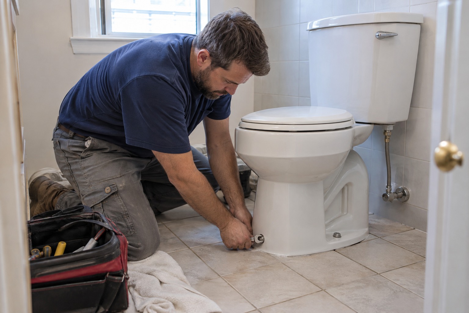 Illustrative toilet installation scene